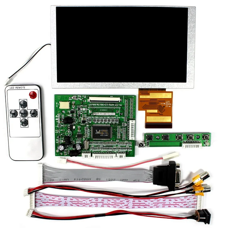 VGA AV lcd controller board with remote,6.2inch 800x480 resolution lcd display