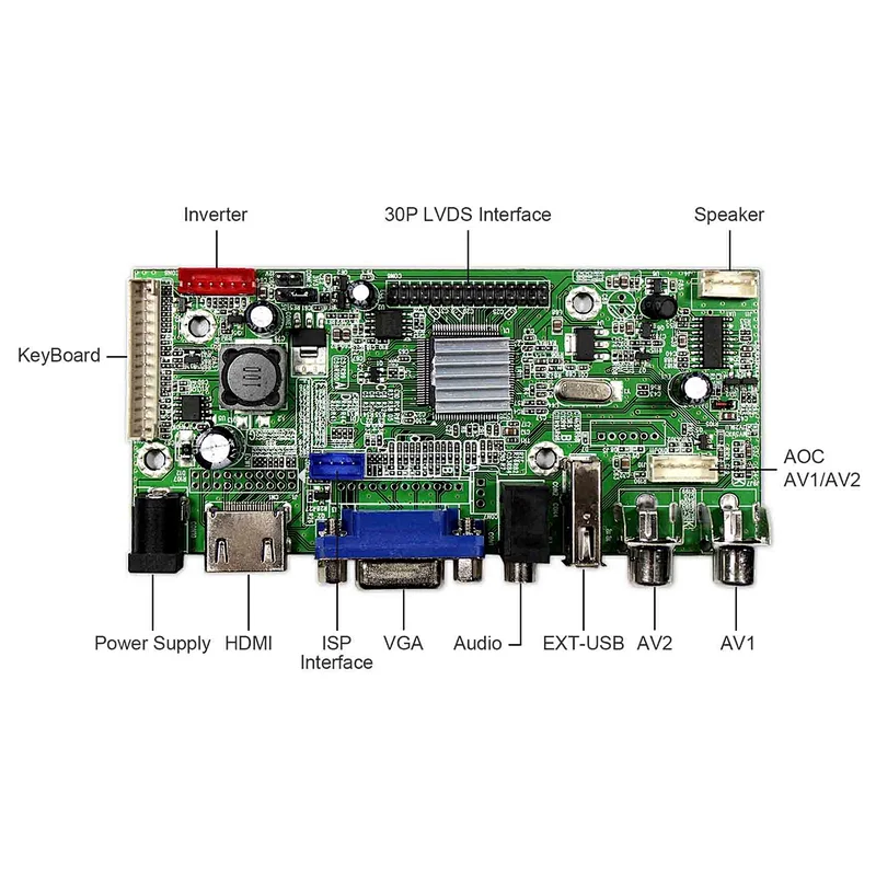 HDMI+VGA+AV+USB LCD Controller Board VS-V59AV-V1 with 6.5inch AT065TN14 800X480 LCD Screen