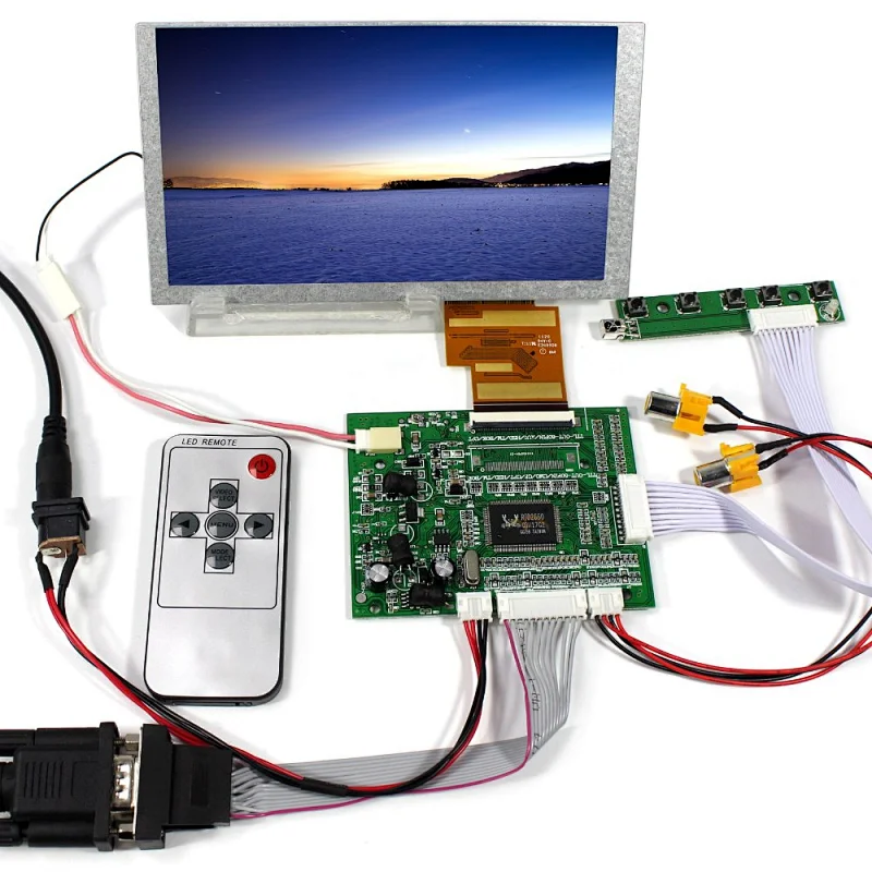 VGA AV lcd controller board with remote,6.2inch 800x480 resolution lcd display