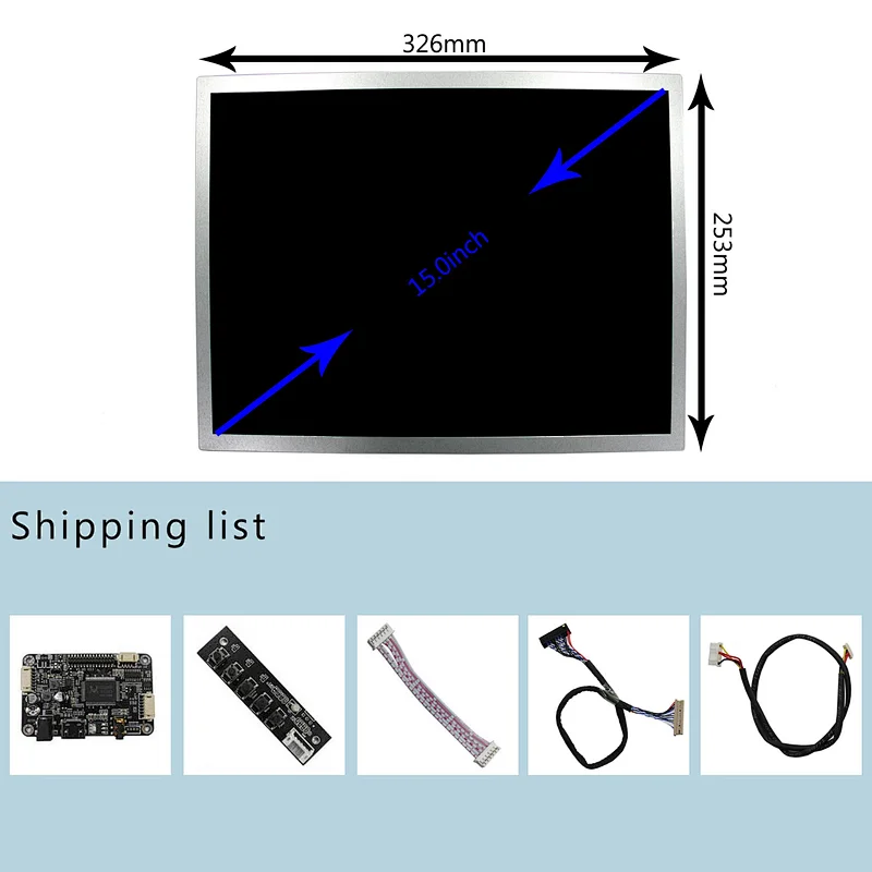 15inch DV150X0M-N10 1024x768 Contrast Ratio 1000:1 Full Viewing Angle LCD Screen with HD-MI LCD Controller Board
