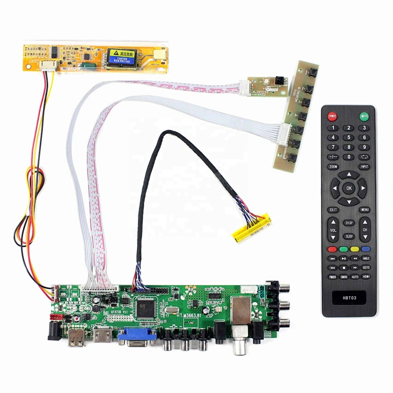 HDMI VGA AV USB ATV DTV LCD Controller Board T.M3663.81for 14.1inch/15.4inch 1280x800 lcd panel