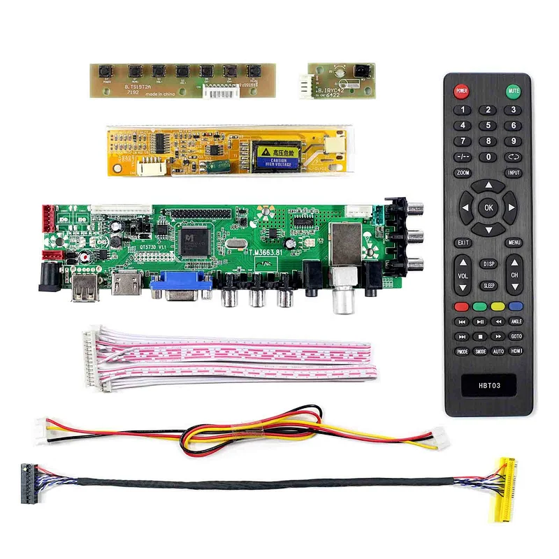 HDMI VGA AV USB ATV DTV LCD Controller Board T.M3663.81for 14.1inch/15.4inch 1280x800 lcd panel
