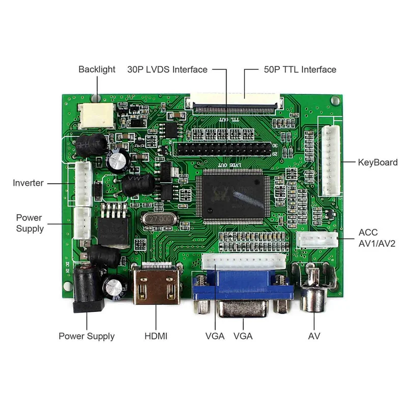 HD MI VGA 2AV LCD Board Work for 40pin LVDS Interface LCD Screen HSD101PWW1-A00