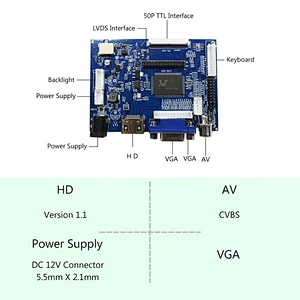 HDMI VGA 2AV LCD Controller Board Work With 10.1inch 1024x600 LTN101NT02  B101AW03  N101L6  BT101IW03  CLAA101BN01  HSD101PFW2