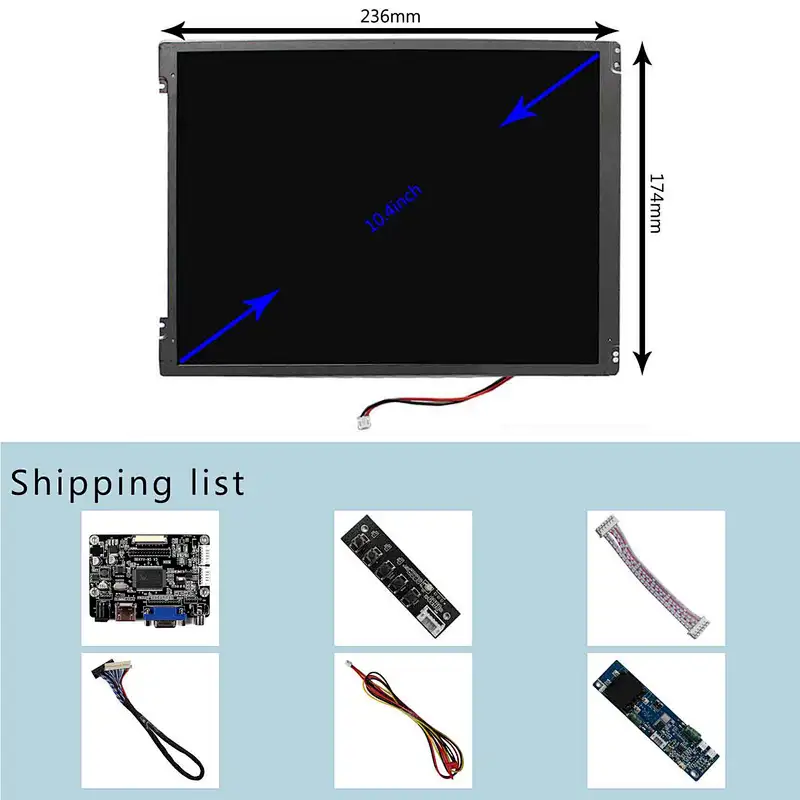 HDMI VGA AV LCD Controller Board with 10.4inch 800X600 1000nit TFT- LCD Screen
