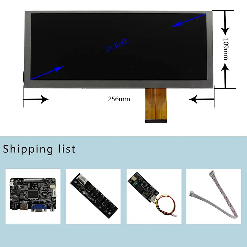 10.3inch CLAA103WA01 XN 1280x480 800 nit TFT-LCD Screen with HD-MI VGA AV LCD Controller Board