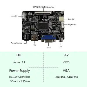 10.3inch CLAA103WA01 XN 1280x480 800 nit TFT-LCD Screen with HD-MI VGA AV LCD Controller Board 10.3inch 1280x480 lcd screen 10.3inch CLA103WA01 XN lcd 10.3inch with lcd driver board hdmi vga av lcd controller board