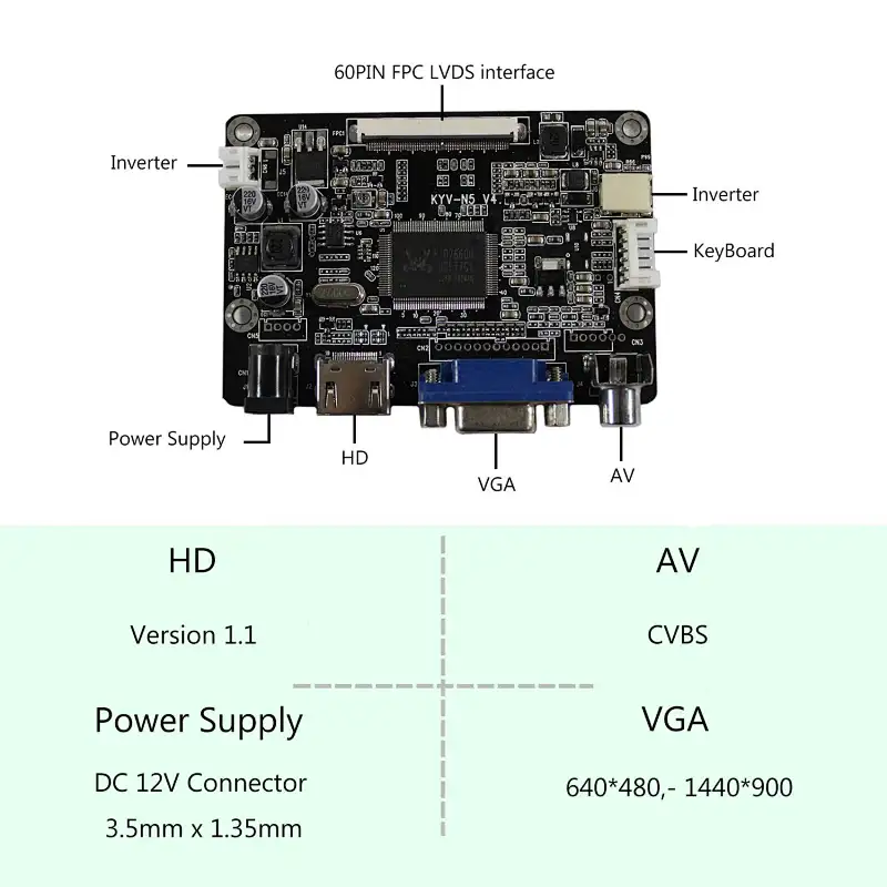 10.3inch CLAA103WA01 XN 1280x480 800 nit TFT-LCD Screen with HD-MI VGA AV LCD Controller Board 10.3inch 1280x480 lcd screen 10.3inch CLA103WA01 XN lcd 10.3inch with lcd driver board hdmi vga av lcd controller board