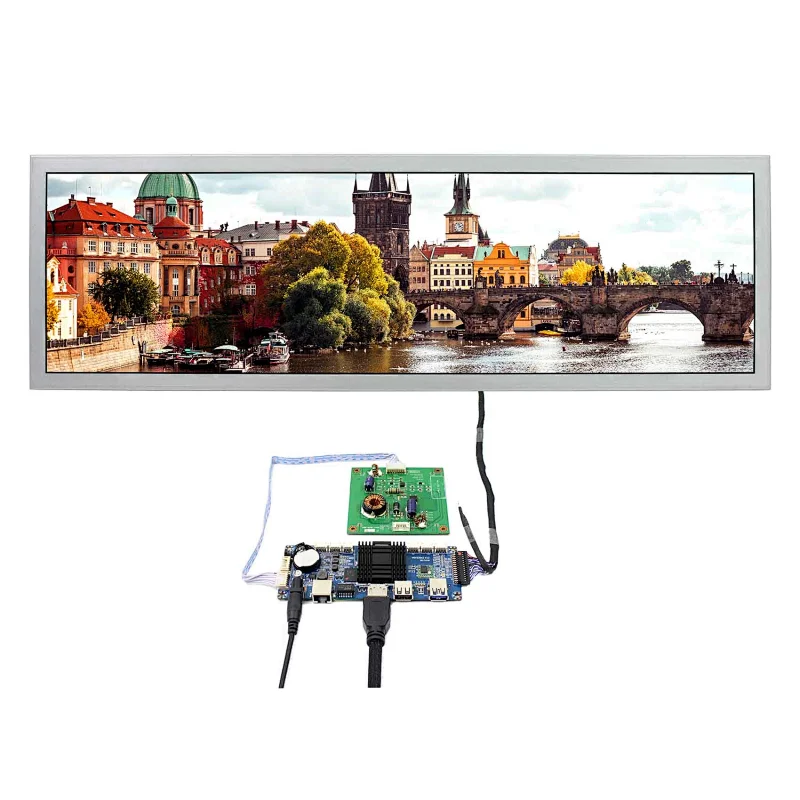 28.6 inch VSFHD286IIE01 1920X540 Stretched Bar Display IPS LCD Screen With Android 4.4 LCD Controller Board
