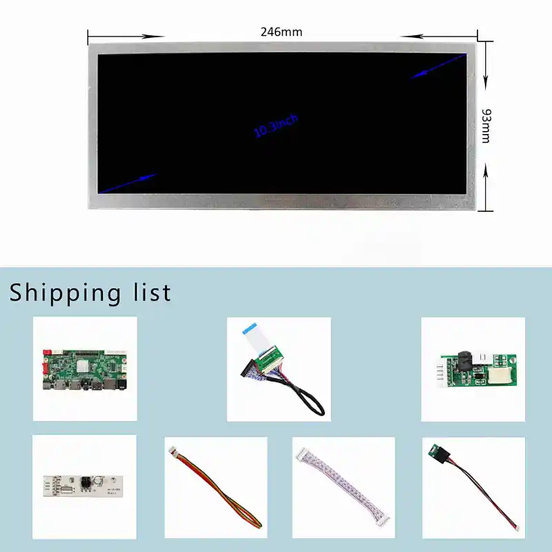 10.3inch HSD103KPW2-A10 1920X720 Stretched Bar Screens LCD Display With HD-MI USB SD AV LCD Controller Board 10.3inch 1920x720 lcd 10.3inch lcd screen with lcd controller board hdmi lcd driver board  for 1920x720
