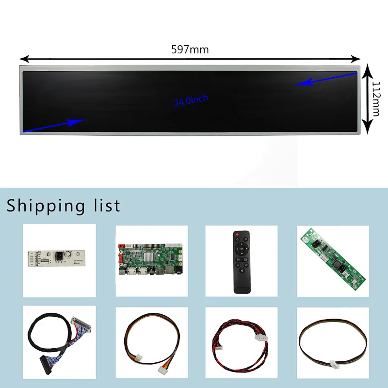 24 inch DV240FBM-NB0 1920X360 LCD Screen With HDMI USB SD AV LCD Controller Board