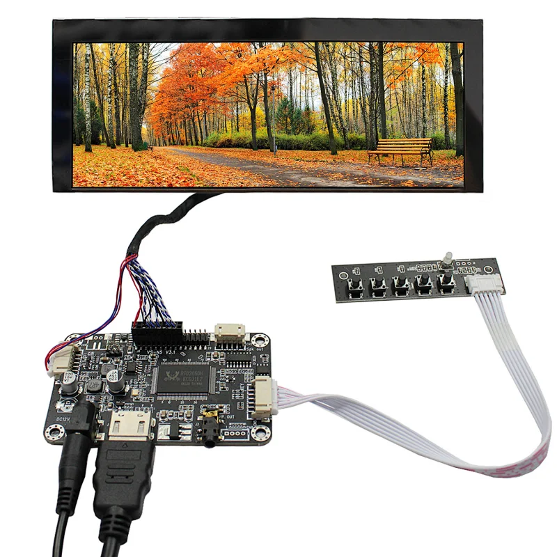 AA078AA01 LCD Screen 7.8inch 800x300 IPS Stretched Bar Screen with HDMI Audio Board