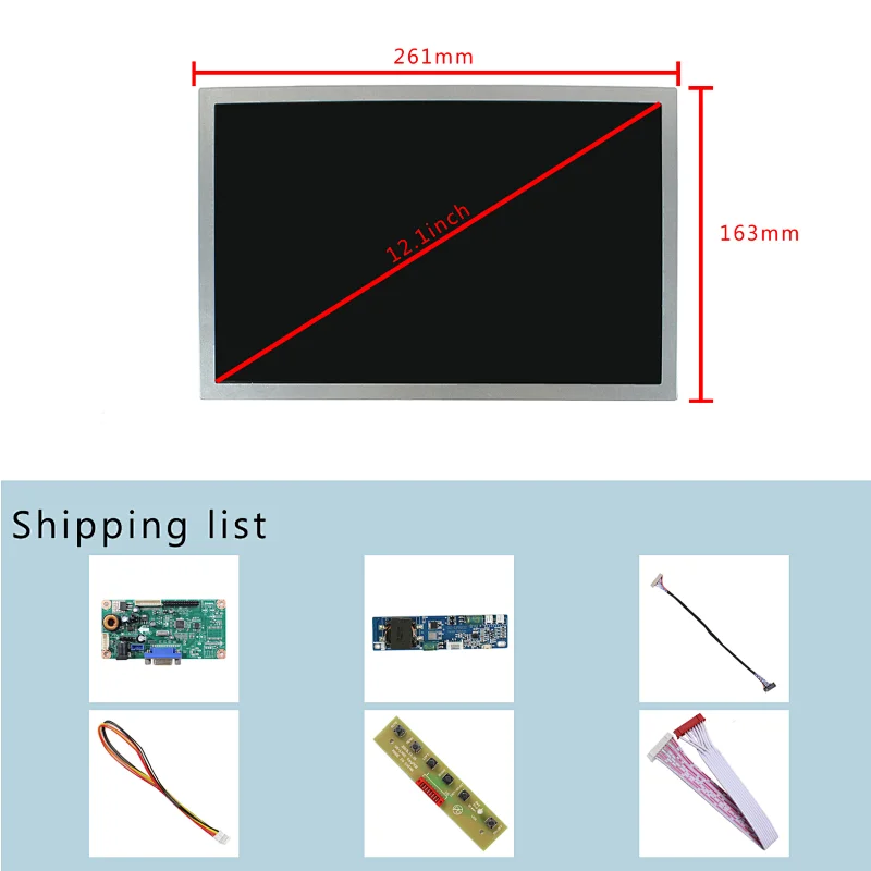 12.1inch AA121TD02 1280x800 Outdoor Display LCD Screen With  VGA LCD Controller Board