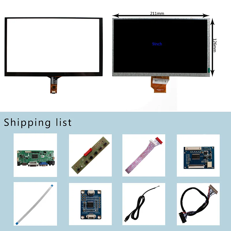 9inch AT090TN10 800X480 LCD Capacitive Touch Panel with HD-MI+VGA+DVI+ LCD Controller Board 9inch AT090TN10 800X480 AT090TN10 800X480 lcd with touch panel 9inch lcd lcd touch capacitive