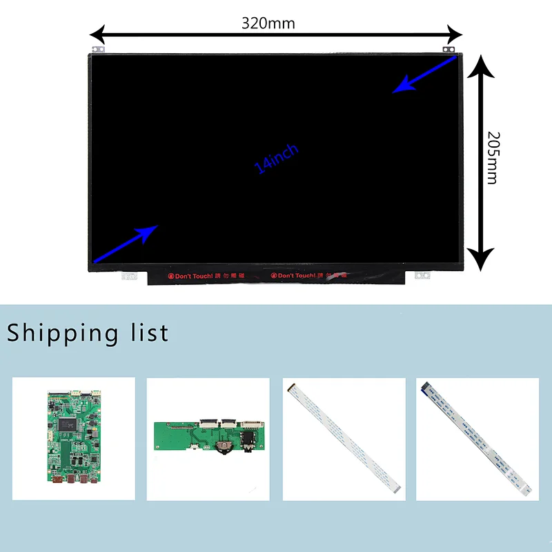14inch NV140FHM EDP 1920X1080 IPS LCD Screen and HD-MI Type C Control Board
