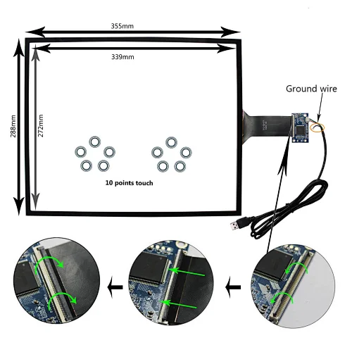 17in Capactive Touch Sensor USB Controller For 17" 1280X1024 4:3 LCD Screen lcd touch screen controller touch screen controller usb usb touch screen controller lcd touch screen usb 17.3" capacitive touch