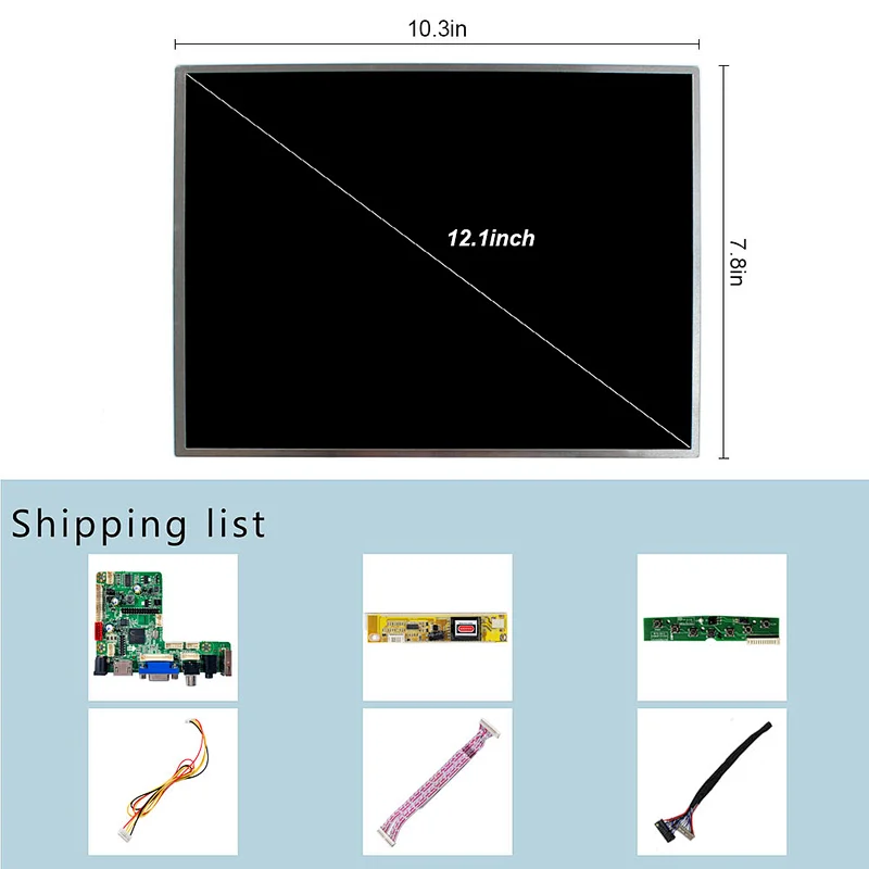 12.1inch 1024X768 TFT-LCD Screen With HDMI VGA AV USB LCD Controller Board