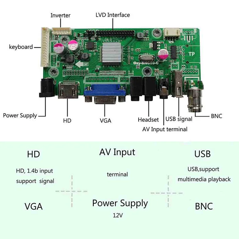 HDMI VGA BNC USB LCD Board Work for 1680x1050 LVDS Interface LCD Screen BNC USB LCD Board lcd lvds control board HDMI USB Board for 1680x1050 lcd
