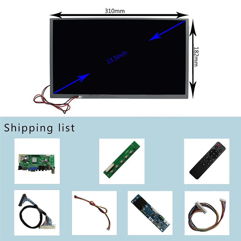 HDMI VGA  AV USB LCD Board Work for LVDS LCD Screen LQ133M1LW02 13.3inch tft lcd screen