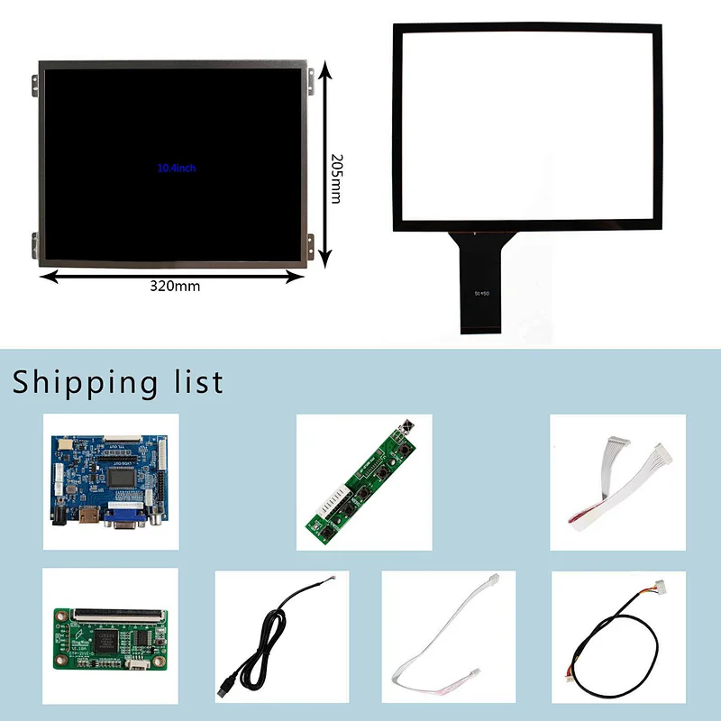 10.4 inch VS104T-004 1024X768 LCD Screen Capacitive Touch Panel Display With with HD-MI VGA+2AV LCD Controller Board