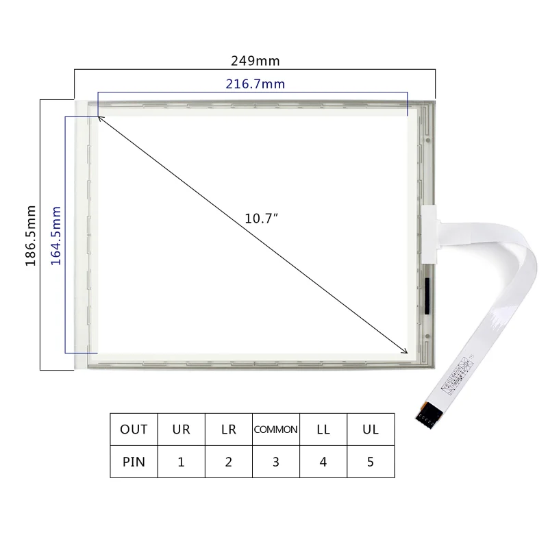 10.7inch 5-Wire Resistive Touch Panel Screen VS107TP-A1 with RS232 controller