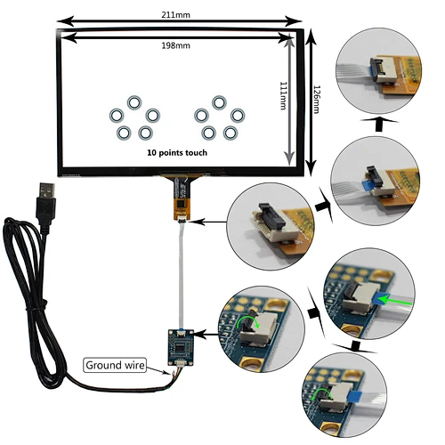 9" Capacitive touch screen,USB controller for 800x480 16:9 lcd panel