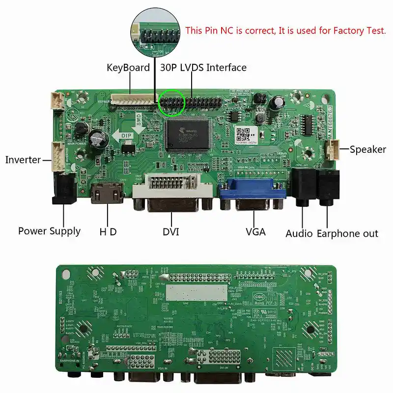 HDMI VGA DVI Controller board with 18.5