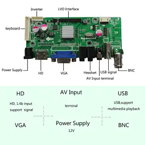 HDMI VGA  AV USB LCD Board Work for LVDS LCD Screen LQ133M1LW02 13.3inch tft lcd screen