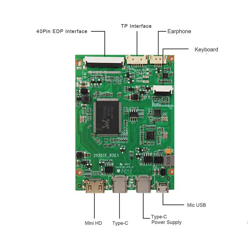 HDMI Type C Control Board Work for 12.6inch 1920x515 NV126B5M-N41 40Pin EDP LCD Screen Type C board for 12.6