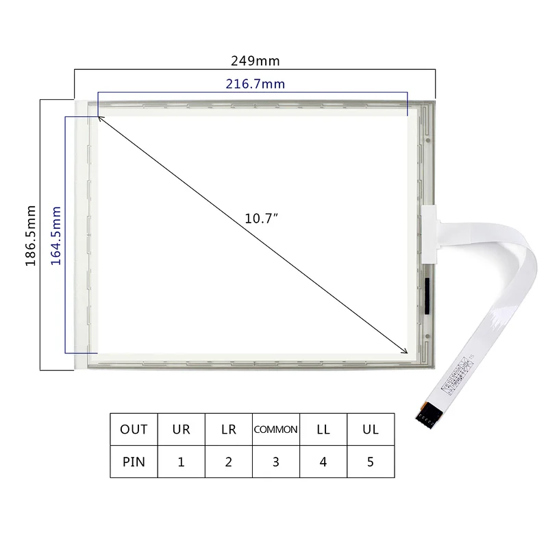 10.7inch 5-Wire Resistive Touch Panel Screen