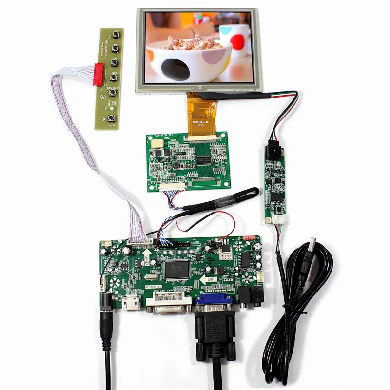 5inch ZJ050NA-08C 4:3 640X480 TFT-LCD With HDMI+VGA+DVI LCD Controller Board