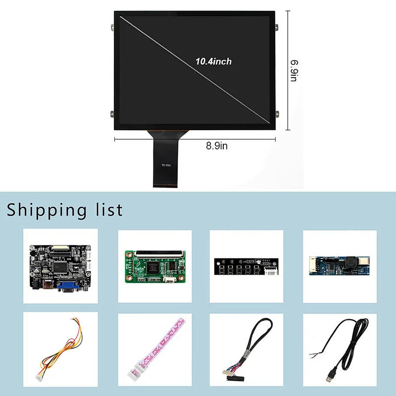 HD-MI VGA AV Controller Board 10.4inch 1024x768 IPS LCD Capacitive Touch Screen