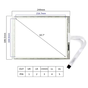 10.4inch 5-Wire Resistive Touch Panel Screen Dimension Size 249mm x186.5mm