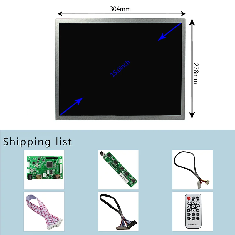 15in DV150X0M-N10 1024x768 IPS TFT LCD Screen With HD-MI USB LCD Controller Board