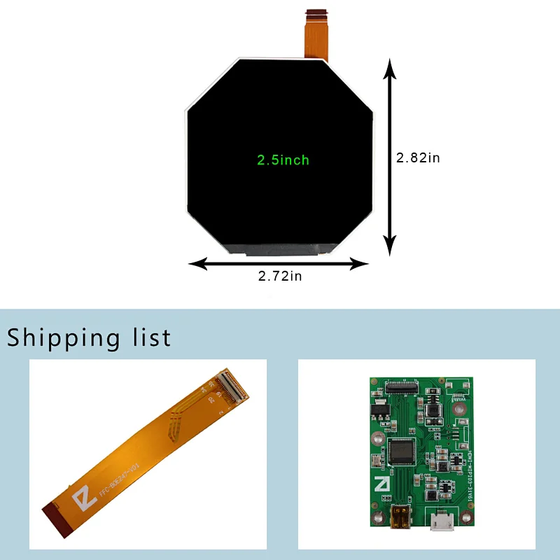 2.5inch VS025Z6M  round LCD Screen to Micro HD Board hd lcd board hd lcd tv board hd lcd control board hd lcd screen round lcd screen 2.5inch lcd screen
