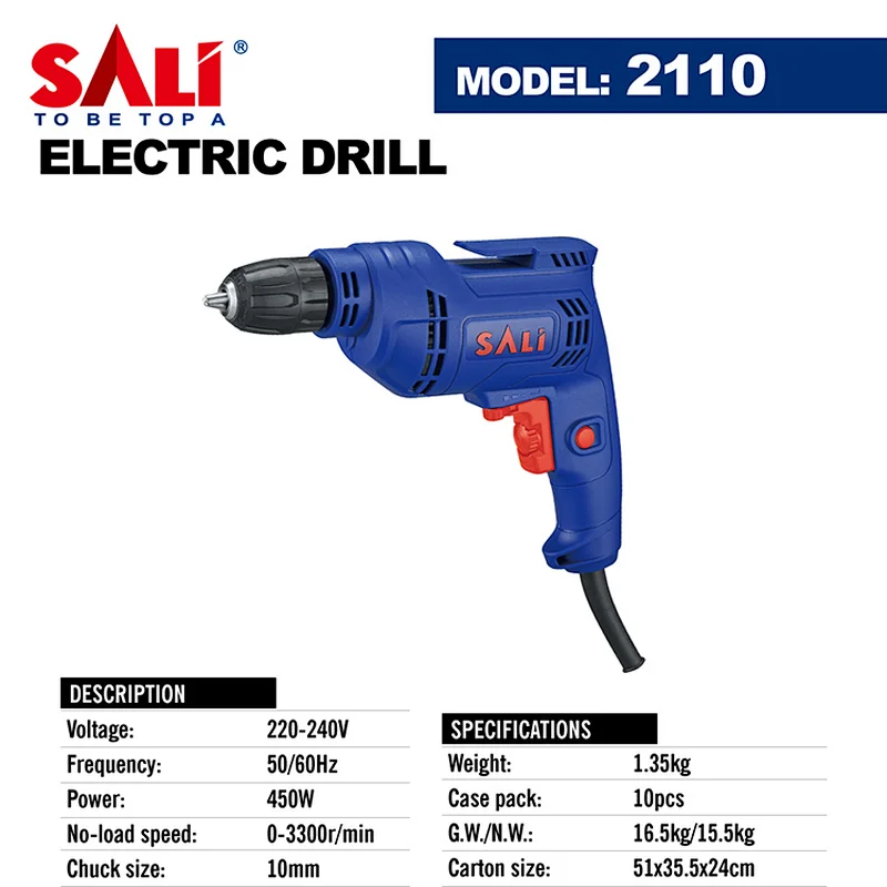 SALI 2110 MODLE 450W High Quality Power Tool Multi-function 10mm Electric Drill