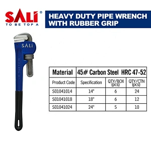 8'' China Factory Price Heavy Duty Pipe Wrench with Rubber Grip