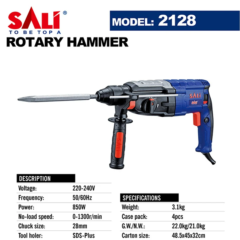 SALI 2128 850W 28mm Profession CE/GS 220-240V 850W 1300r/min Electric Rotary Hammer Power tools