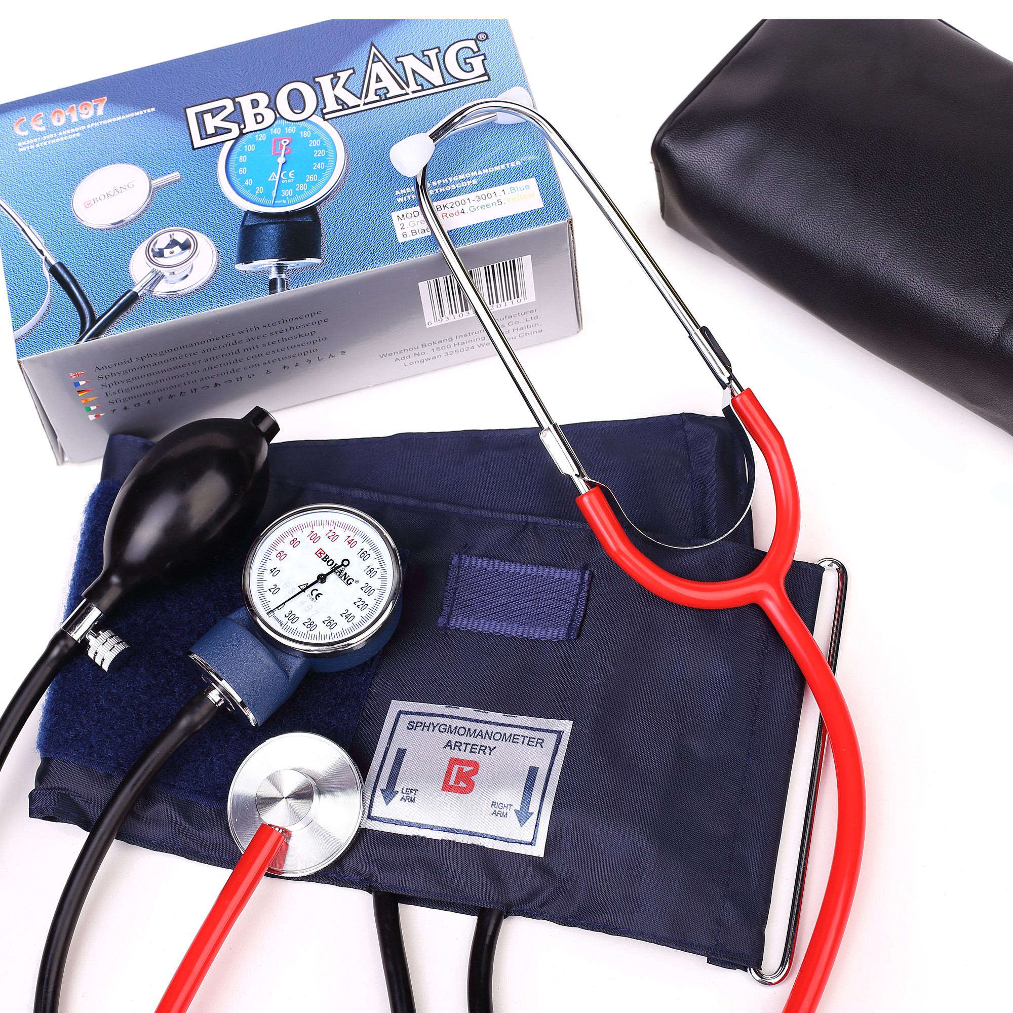 BK2001-3001 مقياس ضغط الدم مع سماعة الطبيب ذات الرأس الواحد ، مقياس ضغط الدم مع سماعة الطبيب