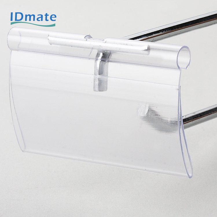 transparent supermarket display PVC flip scan price tag holder