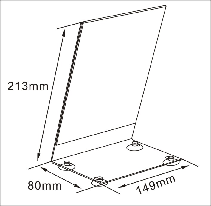 slant back Acrylic table sign holder with suction cups-2