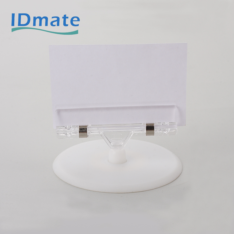 Clear plastic pop sign clip with adhesive tape for displaying