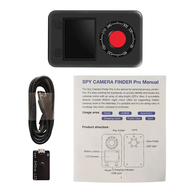Spy Camera Detector Night Vision Light Detection IR Scanning