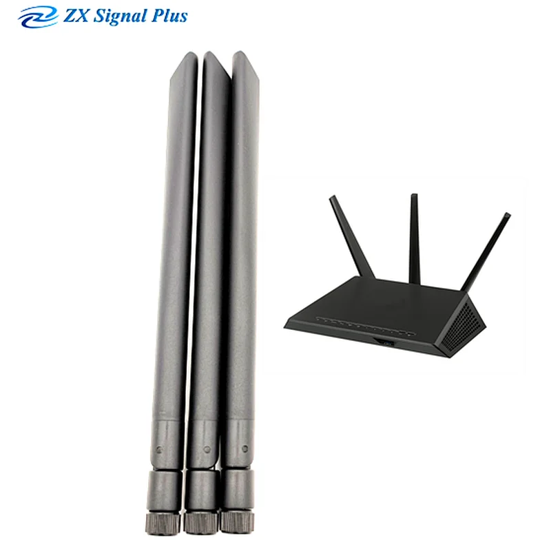 LTE 4G 通信天线/21cm 698-2700Mhz 3dBi 白色黑色橡胶天线，带 SMA 连接器；90 度弯折