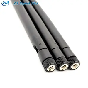 LTE 4G 通信天线/21cm 698-2700Mhz 3dBi 白色黑色橡胶天线，带 SMA 连接器；90 度弯折