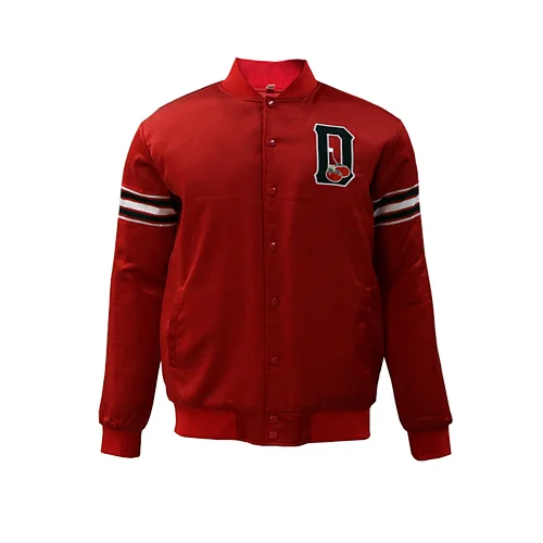 custom red satin baseball bomber jacket school baseball jacket