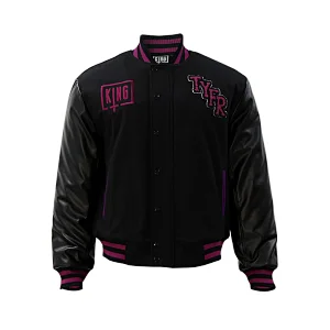 zip leather baseball jacket for men