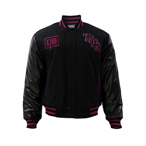 zip leather baseball jacket for men