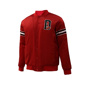 custom red satin baseball bomber jacket school baseball jacket