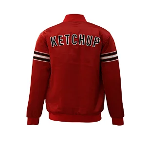 custom red satin baseball bomber jacket school baseball jacket